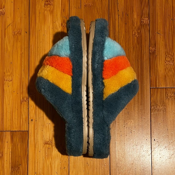 UGG® LE Fluff You Marina Blue Multicolor Sheepskin Plush Slipper Size 9 - Picture 8 of 13